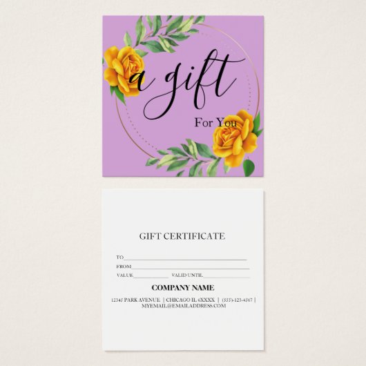 シンプルモダン商品券 (正面&裏面)