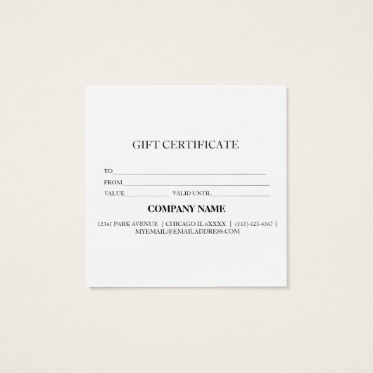 シンプルモダン商品券 (裏面)