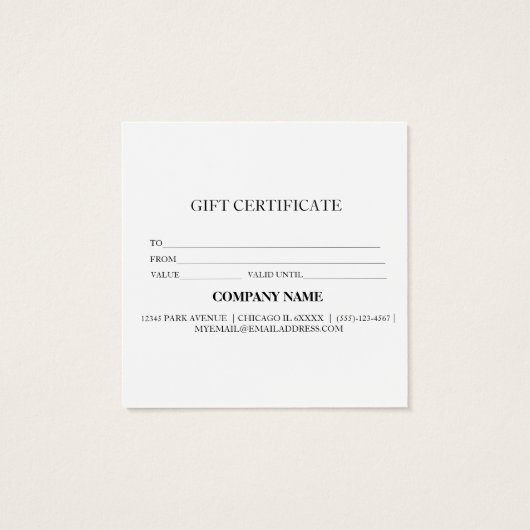 シンプルモダン商品券 (裏面)