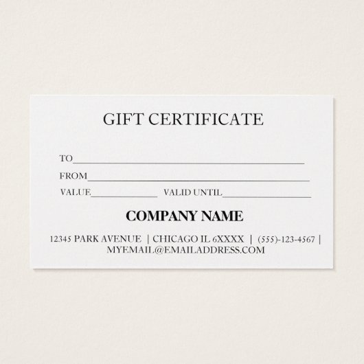 シンプルモダン商品券 (裏面)