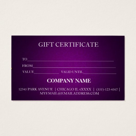 シンプルモダン商品券 (裏面)