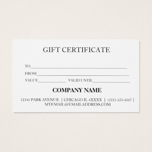 シンプルモダン商品券 (裏面)