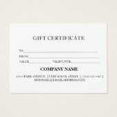 シンプルモダン商品券 (裏面)