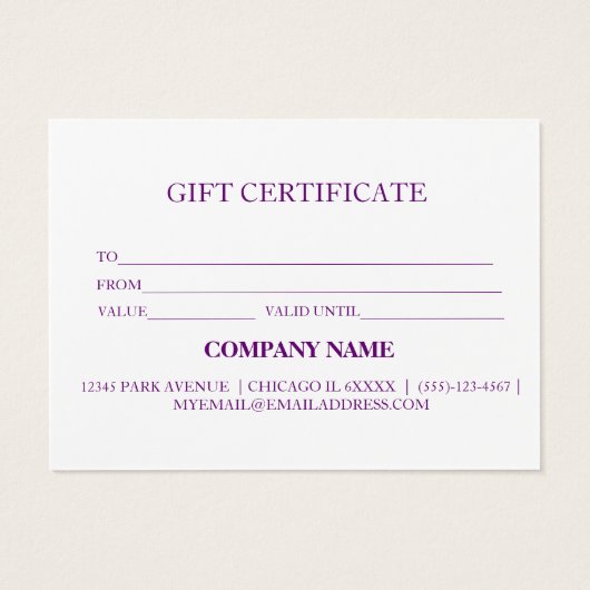 シンプルモダン商品券 (裏面)