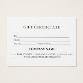 シンプルモダン商品券 (裏面)