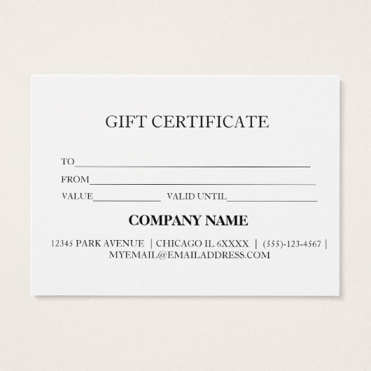 シンプルモダン商品券 (裏面)