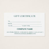 シンプルモダン商品券 (裏面)