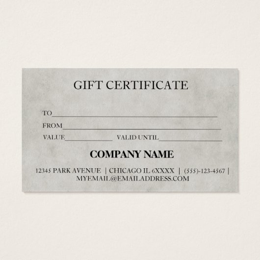 シンプルモダン商品券 (裏面)