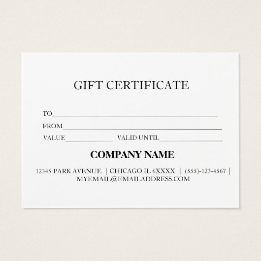 シンプルモダン商品券 (裏面)