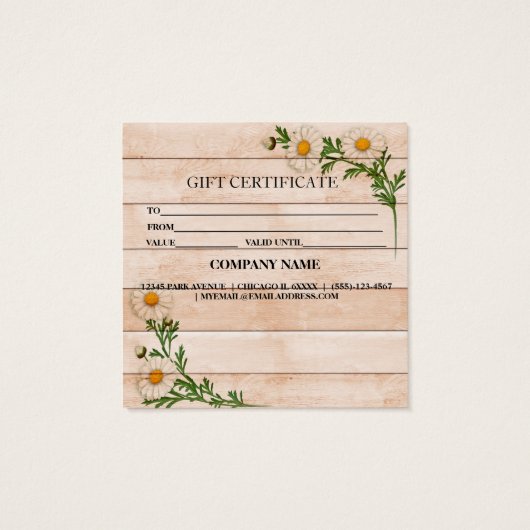 シンプルモダン商品券 (裏面)