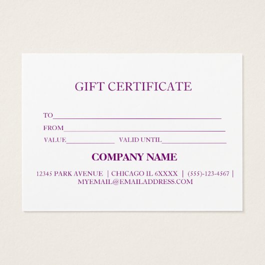 シンプルモダン商品券 (裏面)