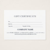 シンプルモダン商品券 (裏面)