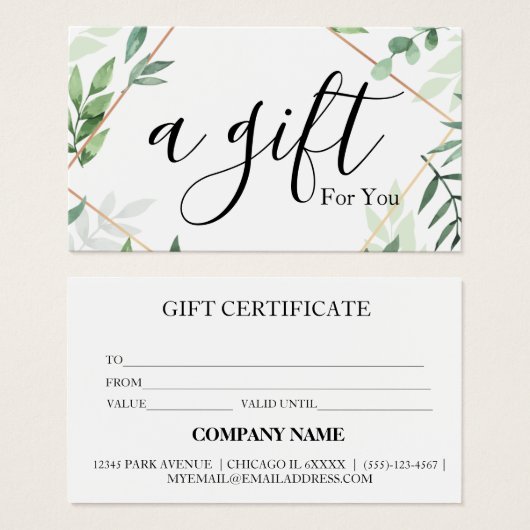 シンプルモダン商品券 (正面&裏面)