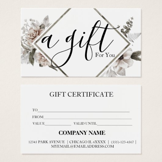 シンプルモダン商品券 (正面&裏面)