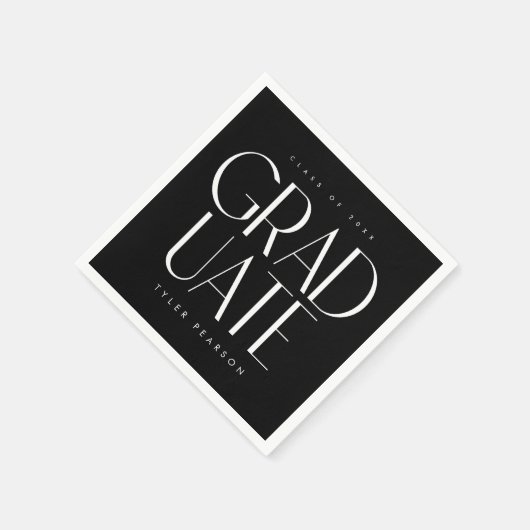 シンプルモダン型ブラック卒業パーティナプキンス スタンダードカクテルナプキン (角)