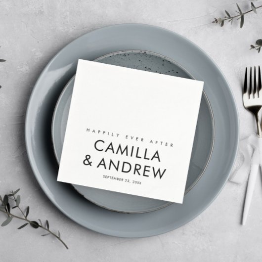 シンプルモダン型白黒結婚型 スタンダードカクテルナプキン