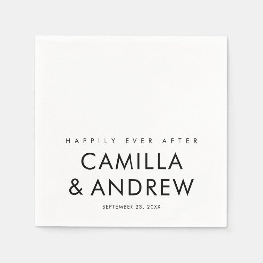 シンプルモダン型白黒結婚型 スタンダードカクテルナプキン (正面)