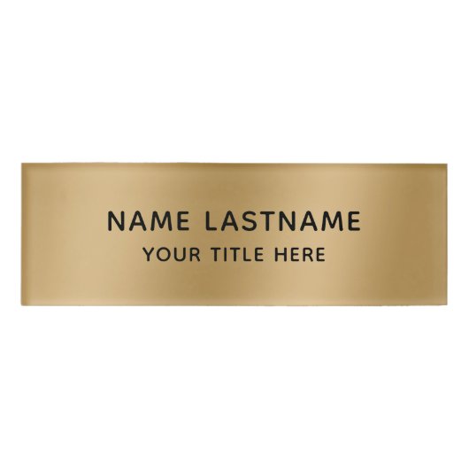シンプルモダン基本ミニマルフェイク金ゴールドお洒落タイトル 名札 (正面)
