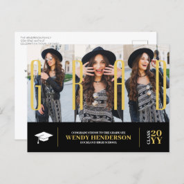 シンプルモダン大学院ブラック3写真お知らせ ポストカード