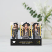 シンプルモダン大学院ブラック3写真お知らせ ポストカード (スタンド正面)