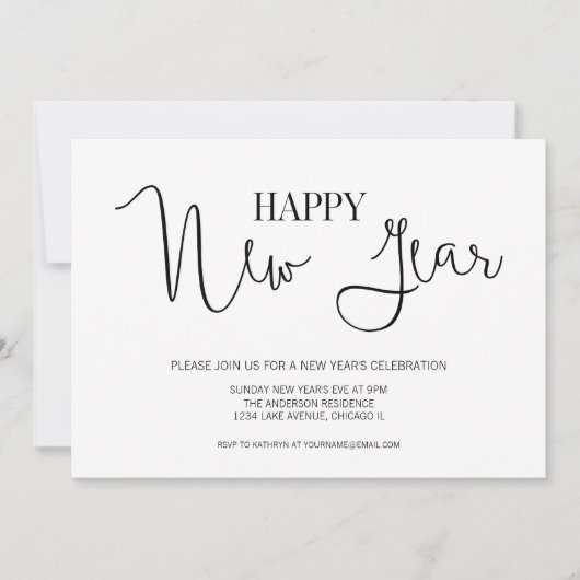 シンプルモダン大晦日パーティの招待状カード 招待状 (正面)