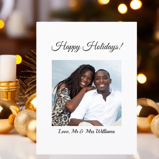 シンプルモダン夫婦の写真メリークリスマス シーズンポストカード