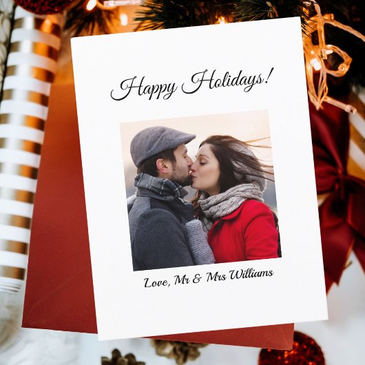 シンプルモダン夫婦の写真メリークリスマス シーズンポストカード