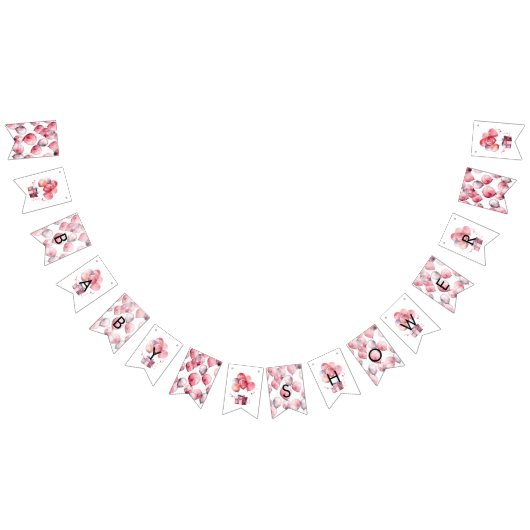 シンプルモダン女の子の水彩風船シャワー バンティングフラッグ (全)