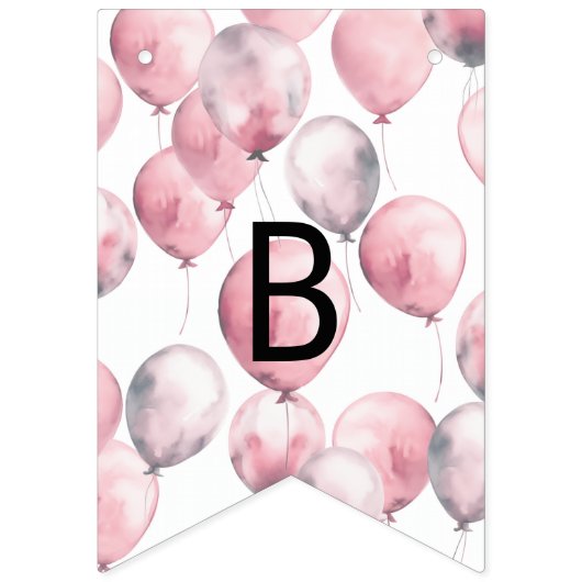 シンプルモダン女の子の水彩風船シャワー バンティングフラッグ (第3の旗)