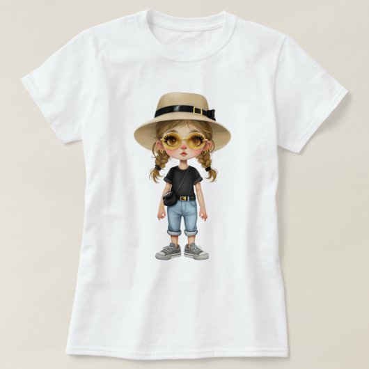 シンプルモダン女スタイリッシュの子 Tシャツ (デザイン正面)