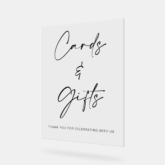 シンプルモダン婚式カードとギフトテーブル アクリルサイン (傾斜)