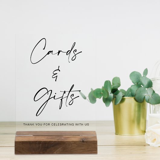 シンプルモダン婚式カードとギフトテーブル アクリルサイン