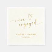 シンプルモダン婚約パーティだ婚約した スタンダードカクテルナプキン (正面)