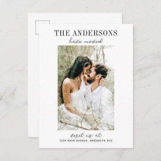 シンプルモダン家族が写真移動 案内ポストカード (正面/裏面)