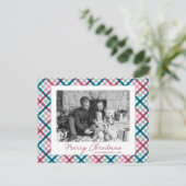 シンプルモダン家族の写真メリークリスマス シーズンポストカード (スタンド正面)