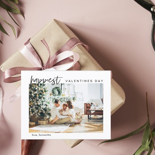 シンプルモダン家族の写真 | Happy Valentines ポストカード