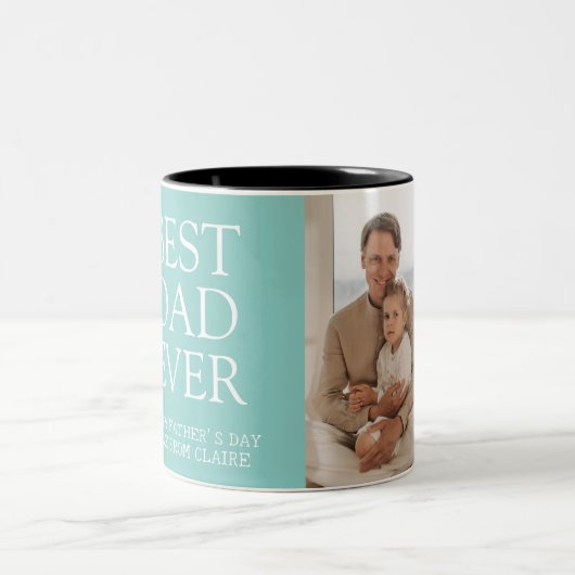 シンプルモダン家族の父の日の写真名 ツートーンマグカップ (中央)