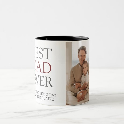 シンプルモダン家族の父の日の写真名 ツートーンマグカップ (中央)