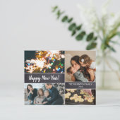 シンプルモダン家族フォトコラージュ新年 シーズンポストカード (スタンド正面)