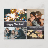 シンプルモダン家族フォトコラージュ新年 シーズンポストカード (正面)