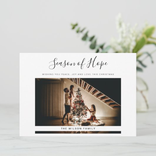 シンプルモダン家族ホリデークリスマスカード シーズンカード (スタンド正面)
