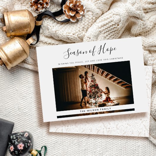 シンプルモダン家族ホリデークリスマスカード シーズンカード