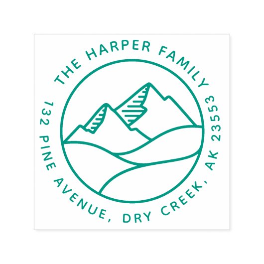 シンプルモダン山風景家族の住所 セルフインキングスタンプ (デザイン)