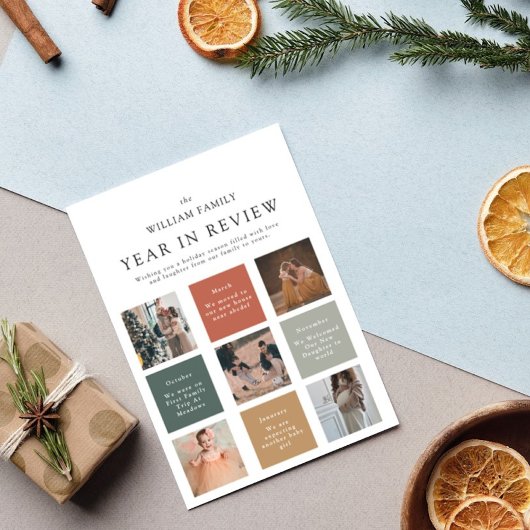 シンプルモダン年レビュー家族写真 シーズンカード