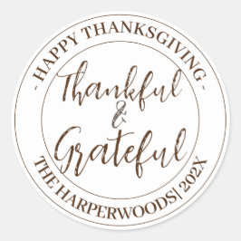 シンプルモダン幸せ感謝祭の家族 ラウンドシール