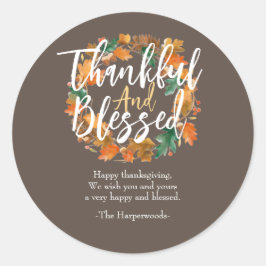 シンプルモダン幸せ感謝祭の家族 ラウンドシール