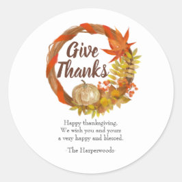 シンプルモダン幸せ感謝祭の家族 ラウンドシール