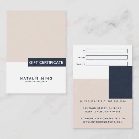 シンプルモダン幾何ギフト証書 名刺 (正面/裏面)