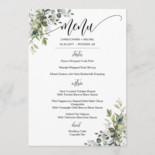 シンプルモダン庭園の結婚式イベント メニュー (正面)