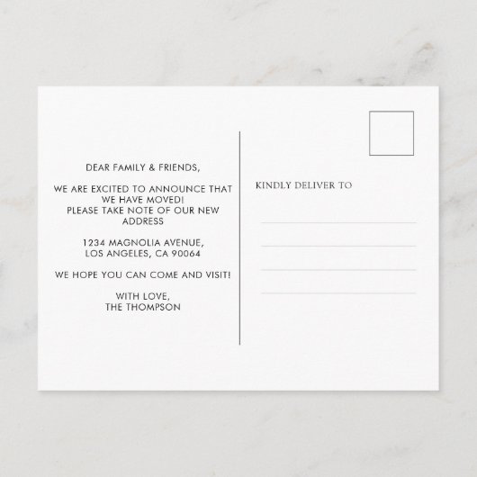 シンプルモダン引っ越しました移動 案内ポストカード (裏面)